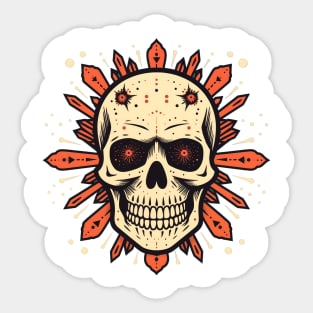 Intricate Skull and Darts Design - Bold Gothic Art with a Punk Rock Edge Sticker